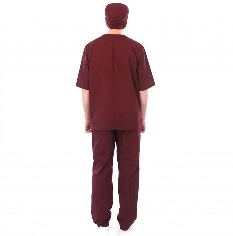 Костюм "Хирург" блуза/брюки/колпак (бордо, ткань Тиси) 2